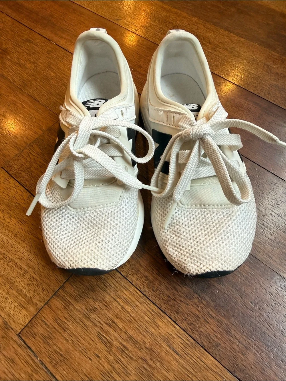 New Balance White Kids' Sneakers with Black N Logo Sz 12